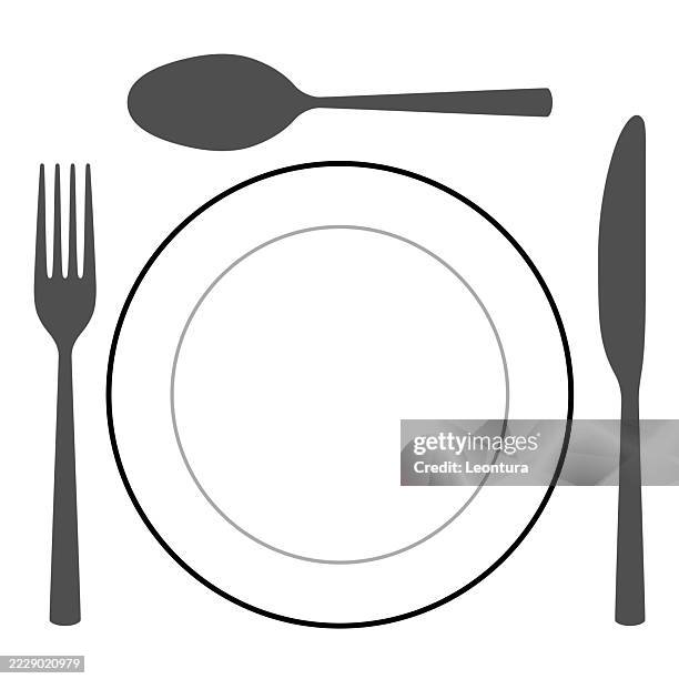 cutlery - empty plate overhead stock illustrations