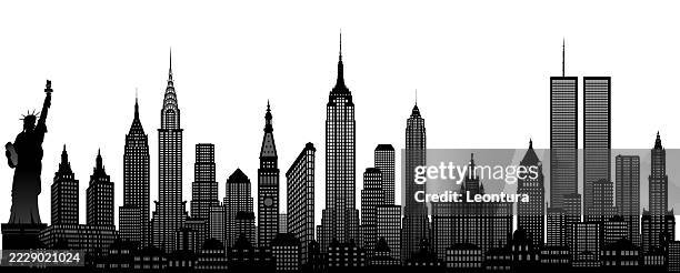 twin towers and new york city skyline (all buildings are moveable and complete) - empire state building vector stock illustrations