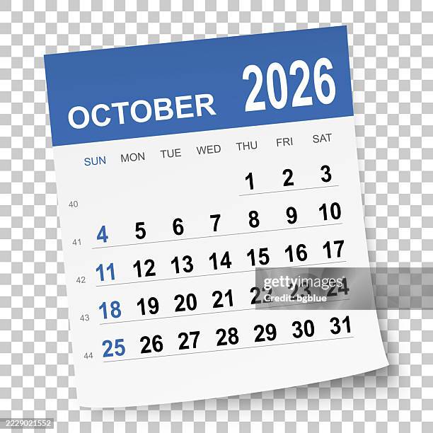 oktober 2026 kalender - oktober stock-grafiken, -clipart, -cartoons und -symbole