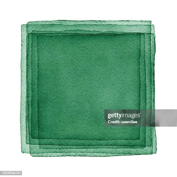 ilustrações de stock, clip art, desenhos animados e ícones de green watercolor layered square - verde esmeralda