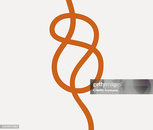 brown hand drawn smooth motion curve doodle line - impossible shape stock illustrations