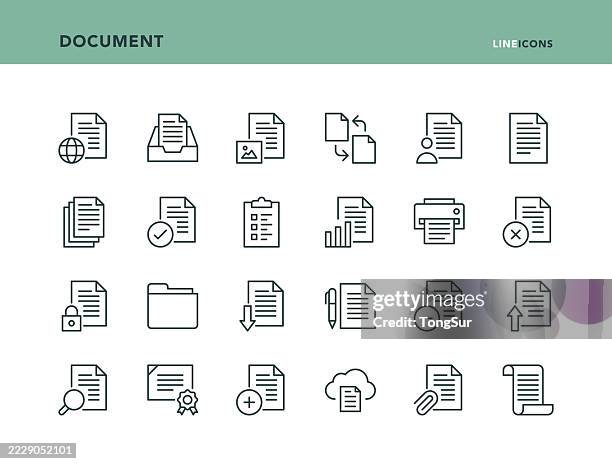 dokument - liniensymbole. - aktenmappe stock-grafiken, -clipart, -cartoons und -symbole