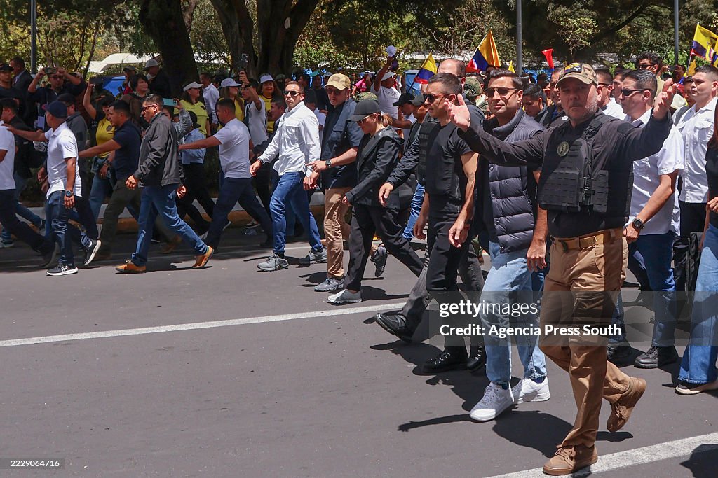 President Daniel Noboa Leads A Protest In Quito