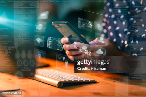 Modern Technology User Interacting With Overlay Graphical User Interface Modern Technology User Interacting With Overlay Graphical User Interface