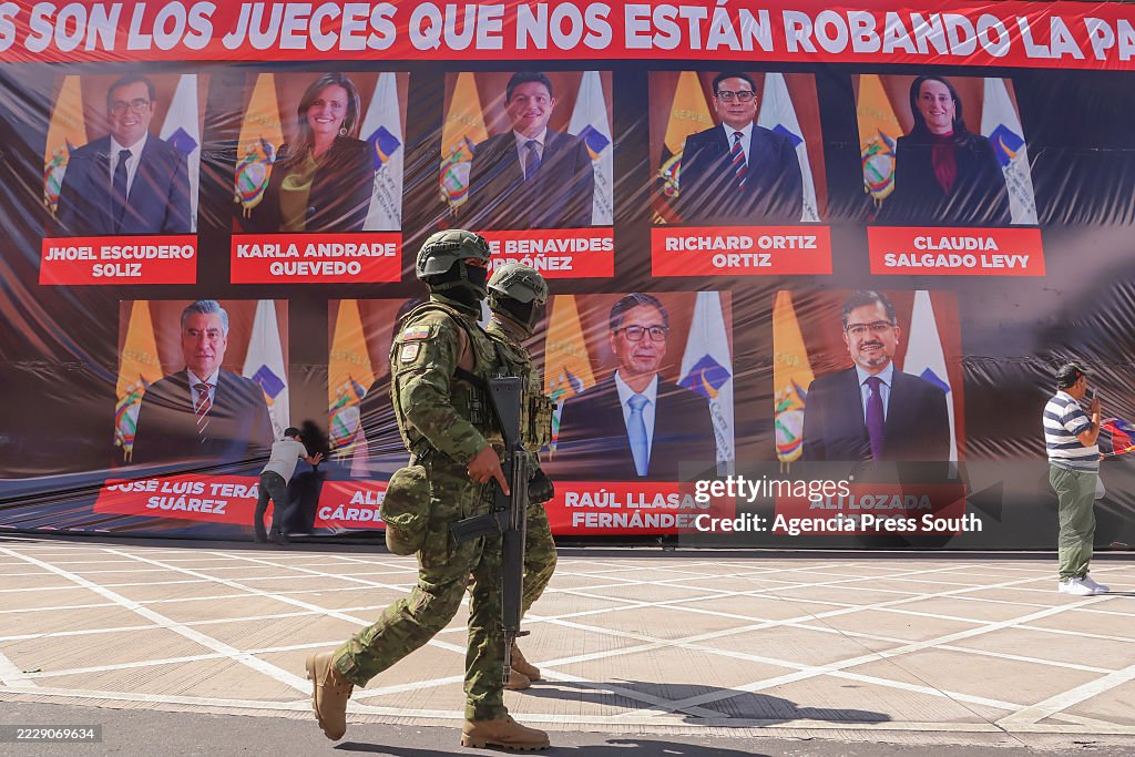 President Daniel Noboa Leads A Protest In Quito