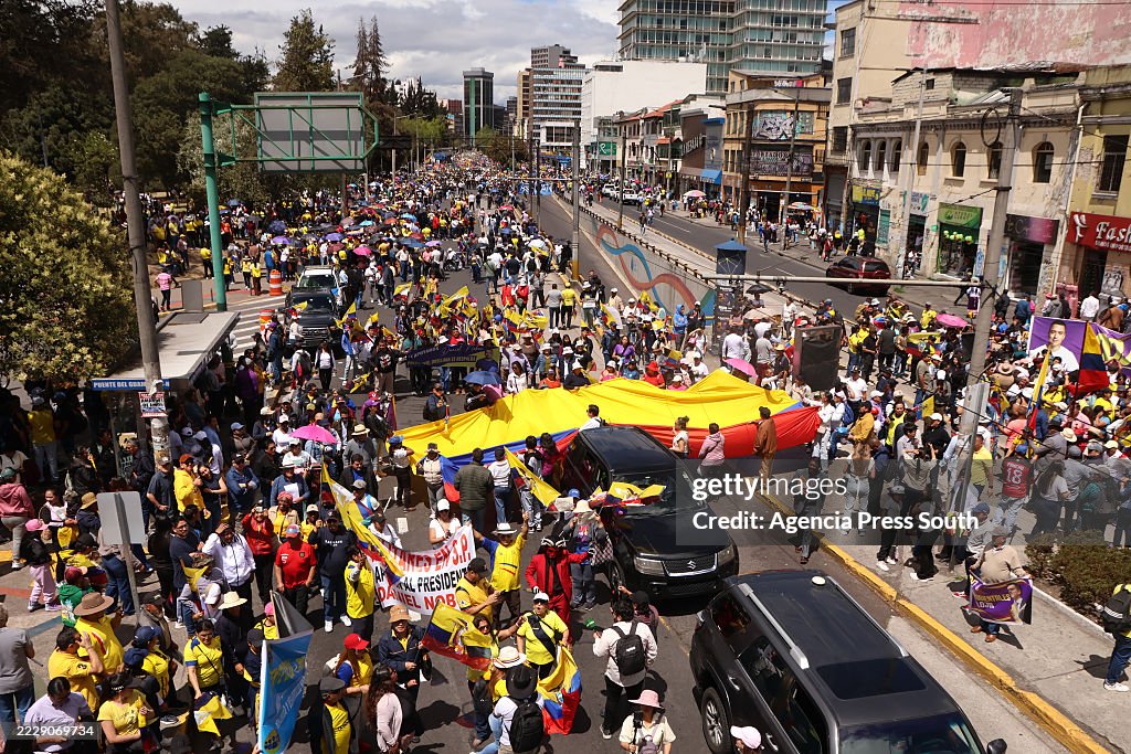 President Daniel Noboa Leads A Protest In Quito