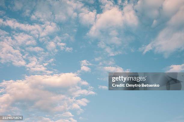 white clouds in the blue sky during summer - midday stock pictures, royalty-free photos & images
