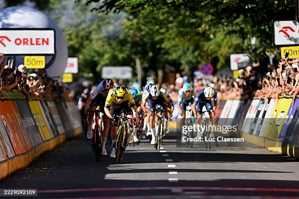 Stage winner Matthew Brennan of Great Britain and Team Visma | Lease a Bike sprints at finish line during the 82nd Tour de Pologne 2025, Stage 5 a...