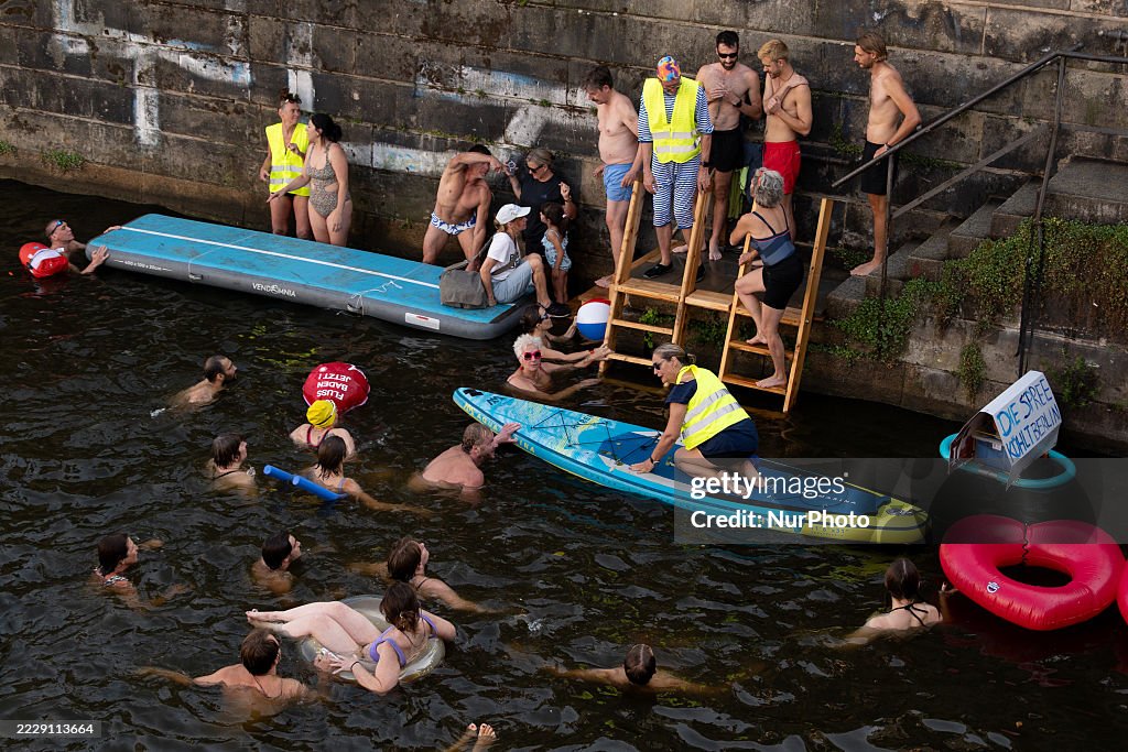 Demonstration to allow Swimming in the Spree River in Berlin, Germany