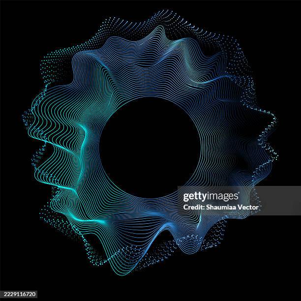 illustrations, cliparts, dessins animés et icônes de fond abstrait de particules de technologie moderne avec des demi-teintes pointillées lumineuses - nanotechnologie