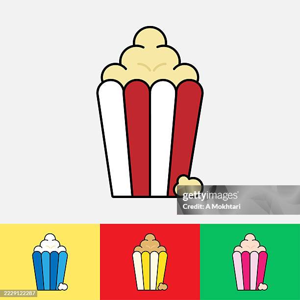 popcorn box in flat style. - empty popcorn bucket stock illustrations