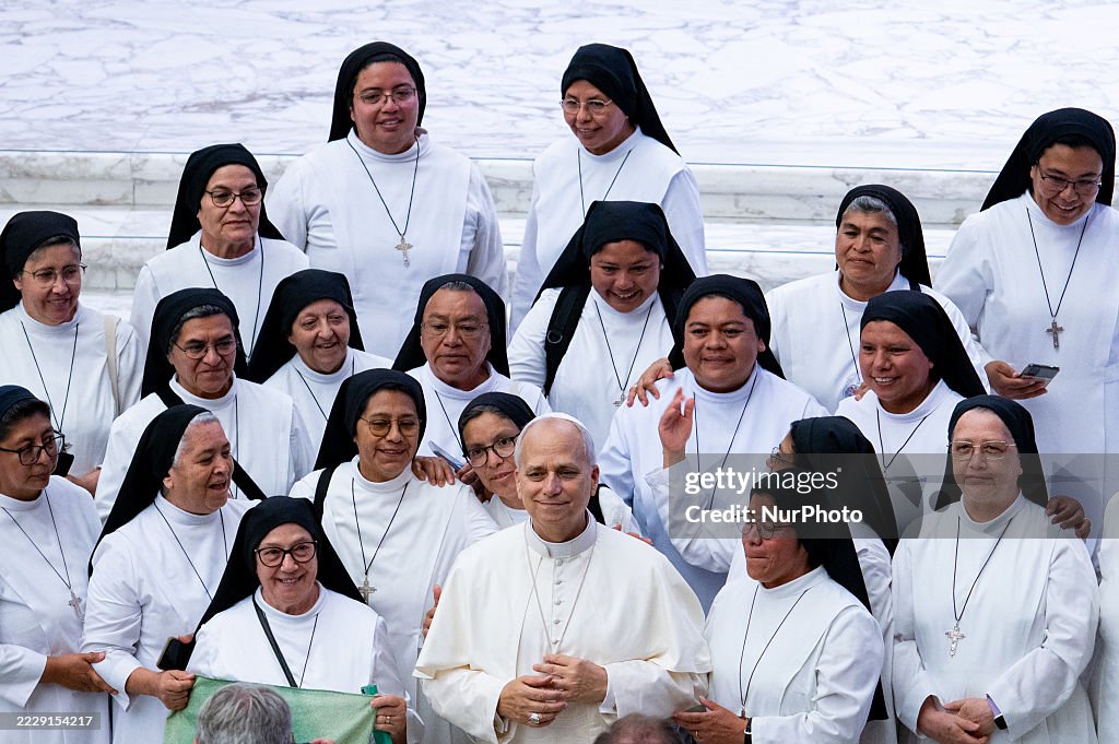 Pope Leo XIV Holds Weekly General Audience In The Paul VI Hall At The Vatican On August 13, 2025.