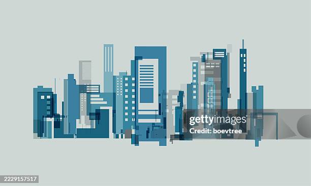 city building poster - media production stock illustrations