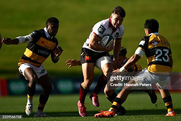 Oscar Koller of North Harbour makes a break during the round two NPC match between North Harbour and Taranaki at North Harbour Stadium, on August 09...