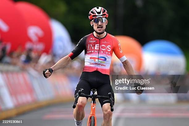 Victor Langellotti of Monaco and Team INEOS Grenadiers celebrates at finish line as stage winner during the 82nd Tour de Pologne 2025, Stage 6 a...