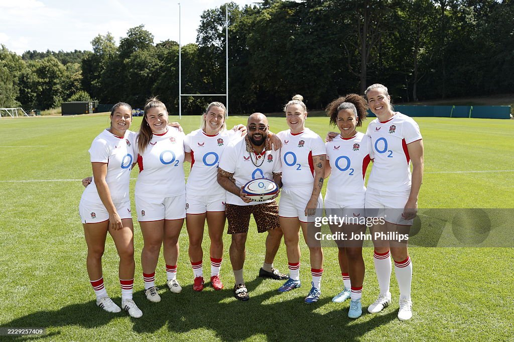 The Red Roses Meet PR Guru Chabuddy G aka Asim Chaudhry For O2's Women's Rugby World Cup 2025 Campaign