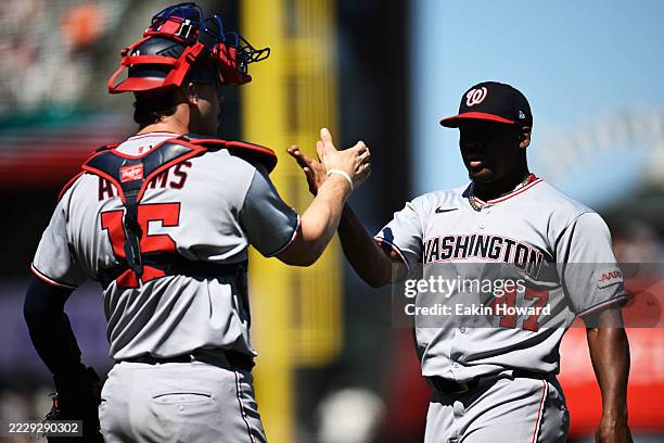 Nationals Riley Adams Jose Ferrer of the Washington Nationals celebrates with Riley Adams ...