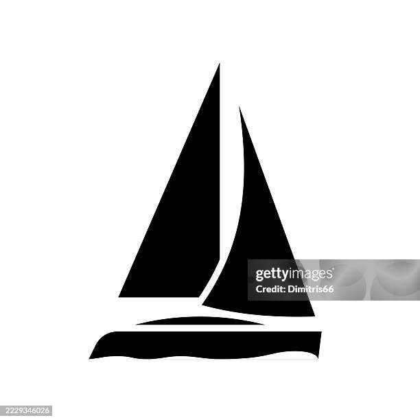 sailboat solid icon - yacht stock illustrations