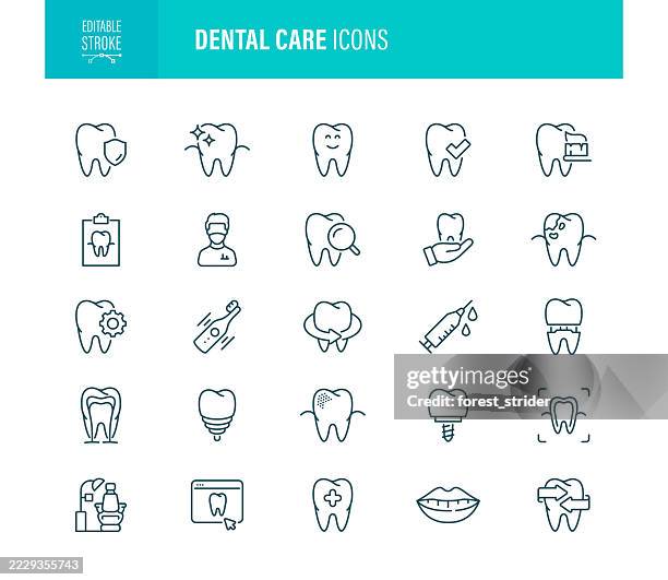 dental care icons editable stroke - dentures stock illustrations