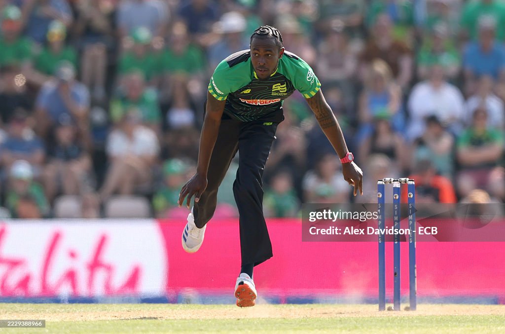 Jofra Archer of Southern Brave bowls during the The Hundred match