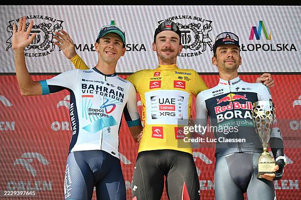 Antonio Tiberi of Italy and Team Bahrain - Victorious on second place, overall race winner Brandon McNulty of The United States and UAE Team Emirates...