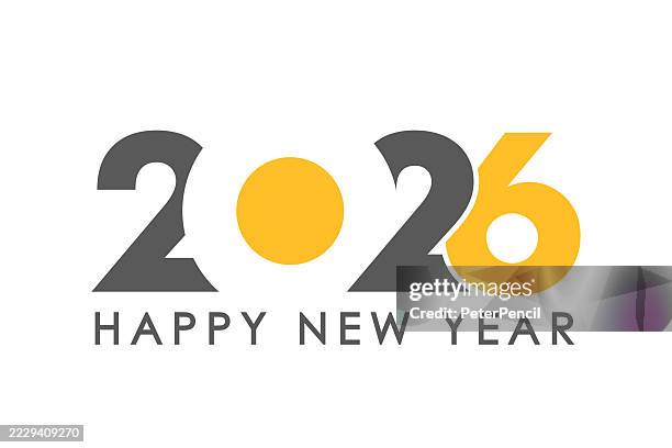 ilustrações de stock, clip art, desenhos animados e ícones de 2026 happy new year - banner, placard, design template, logo text sign isolated on white background - holiday greeting card for 2026 year - vector stock illustration - cartão de ano novo