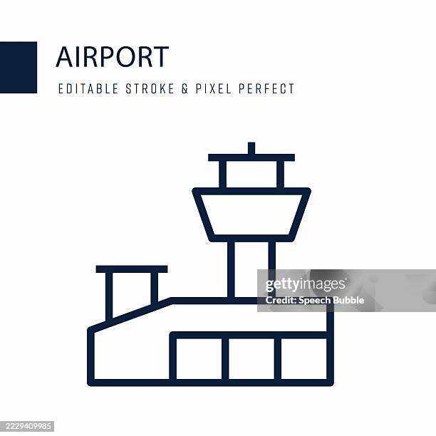 airport line icon. editable stroke vector icon. - aerospace industry stock illustrations