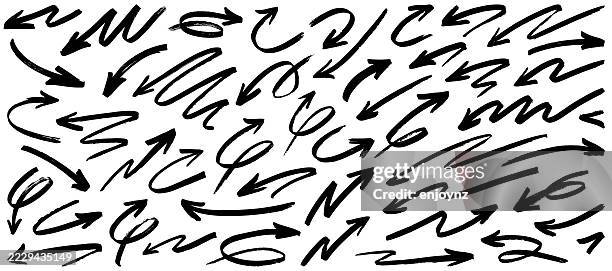 hand drawn marker pen comic book style arrows - zigzag stock illustrations