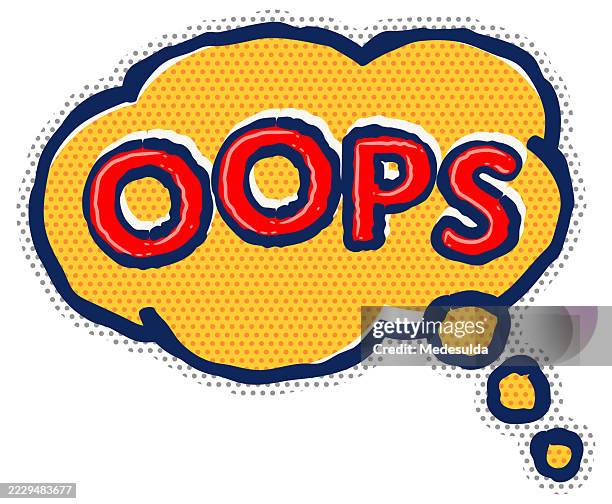 "oops" text comic book halftone - funny mistake stock illustrations