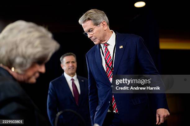White House Chief of Staff Susie Wiles, CIA Director John Ratcliffe, and Treasury Secretary Scott Bessent take their seats before U.S. President...