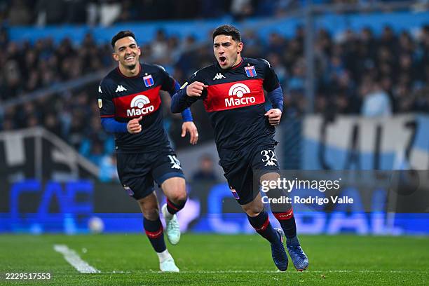Braian Martinez of Tigre celebrates after scoring the team's first goal during the Torneo Clausura Betano 2025 Group A match between Racing Club and...