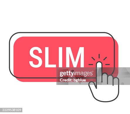 Slim - Click button with hand cursor on white background Slim - Click button with hand cursor on white background