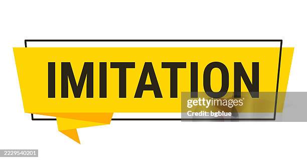 imitation - yellow speech bubble on white background - counterfeit stock illustrations