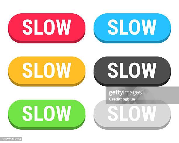 slow - colorful 3d click web buttons on blank background - slow motion stock illustrations