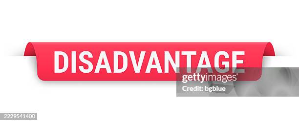 disadvantage - red banner, bookmark, ribbon, label on white background - period poverty stock illustrations