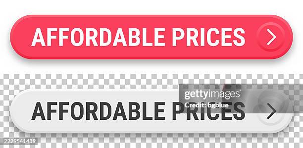 affordable prices - 3d click web buttons on blank background - cost transparency stock illustrations