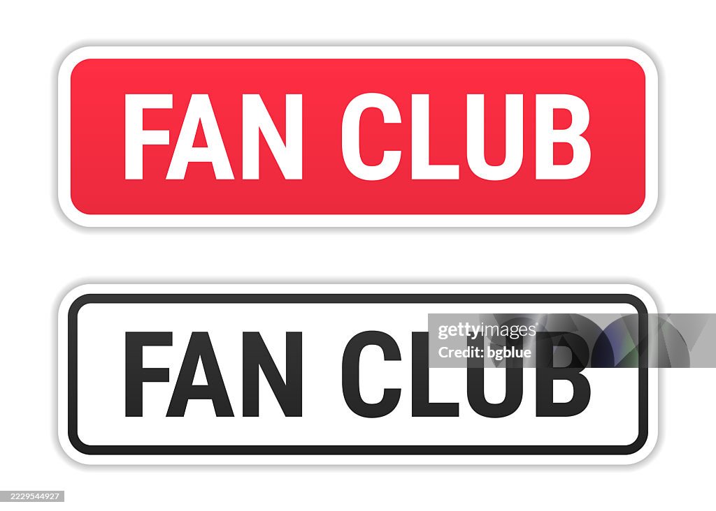 Fan Club - Red and Black labels on white background