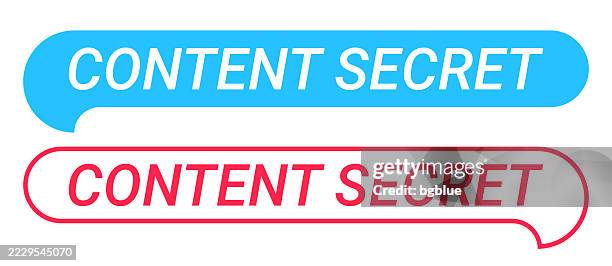 content secret - blue and red speech bubble on white background - internal communication stock illustrations