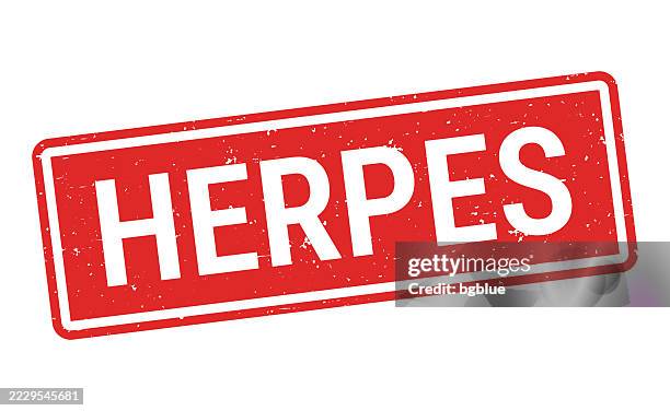 stockillustraties, clipart, cartoons en iconen met herpes - red rubber stamp on white background - neisseria gonorrhoeae