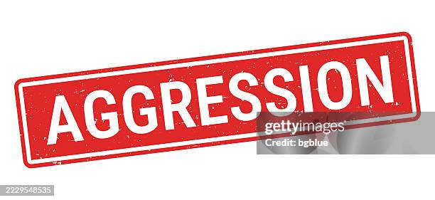 aggression - red rubber stamp on white background - harassment stock illustrations