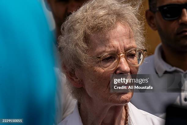 Mary Robinson, former President of The Elders and former President of Ireland, inspecting the Rafah border crossing at the Rafah crossing between...