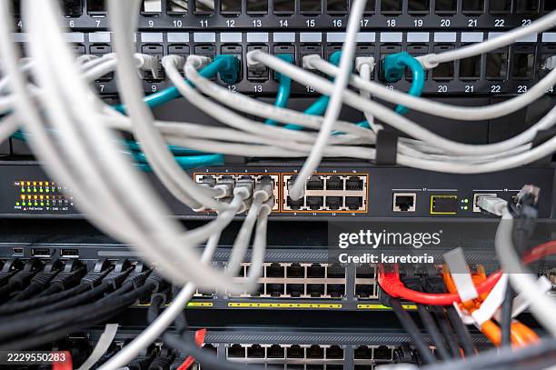 structured network rack cabling - structured cabling stock pictures, royalty-free photos & images