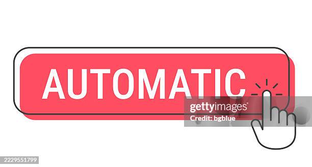 automatic - click button with hand cursor on white background - finger pushing button stock illustrations