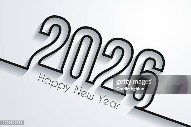 happy new year 2026 - white background - 3d monochrome background stock illustrations