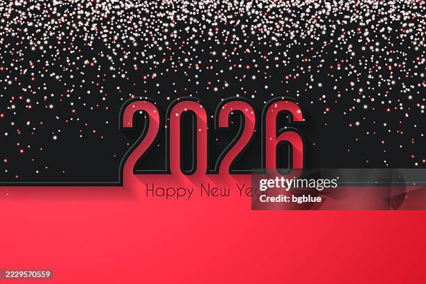 happy new year 2026 with gold glitter - black background - red-sequin-background stock illustrations