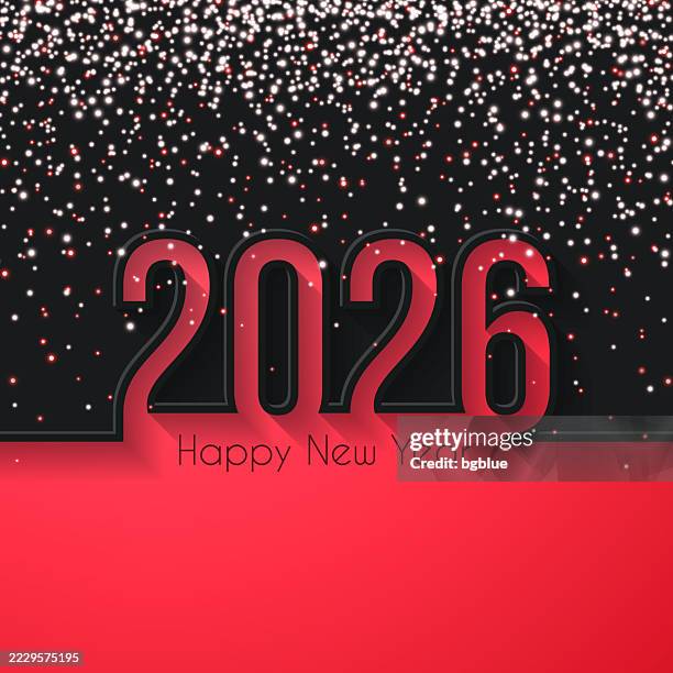 happy new year 2026 with gold glitter - black background - red-sequin-background stock illustrations