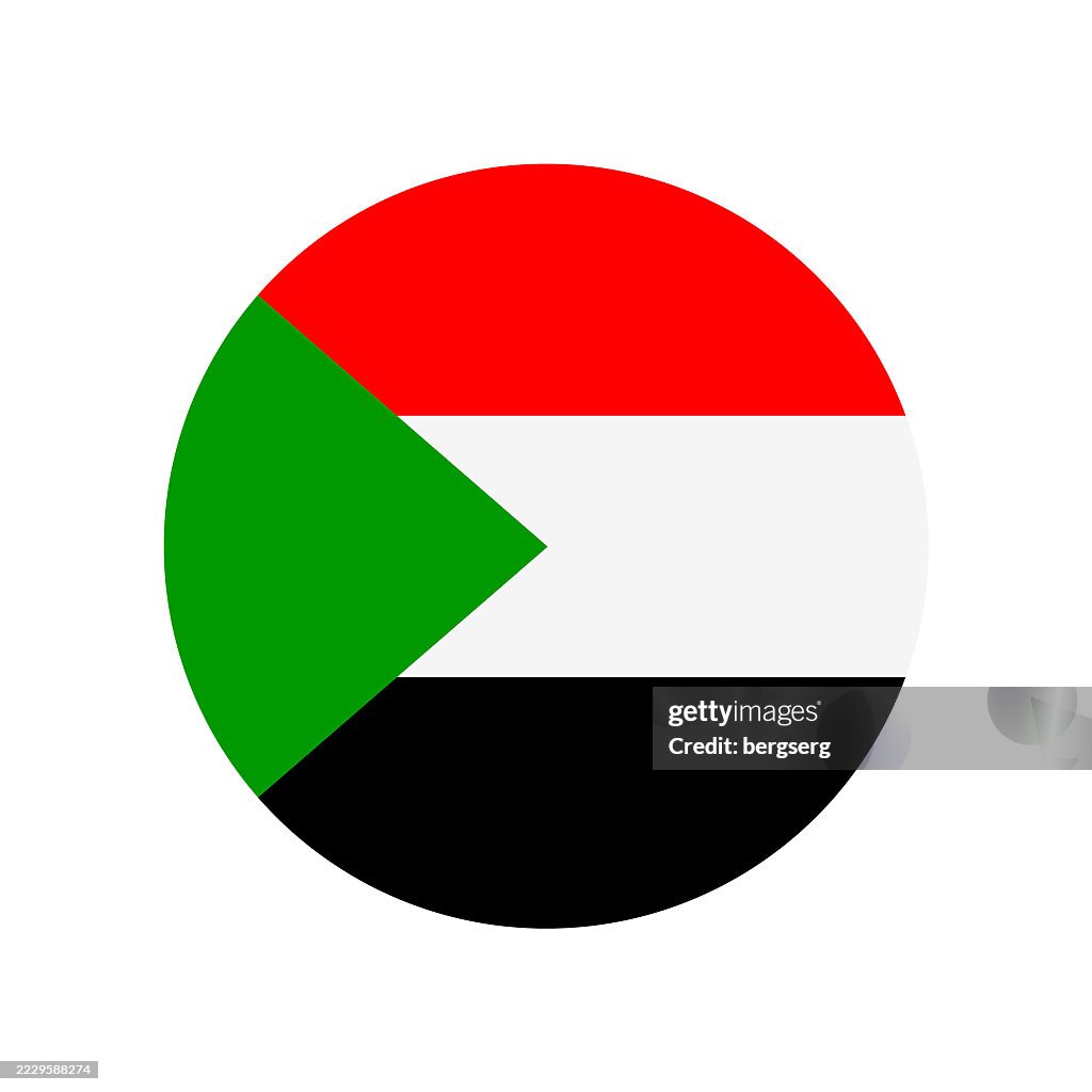 Sudan Flag. Round Flat Icon. Vector Illustration