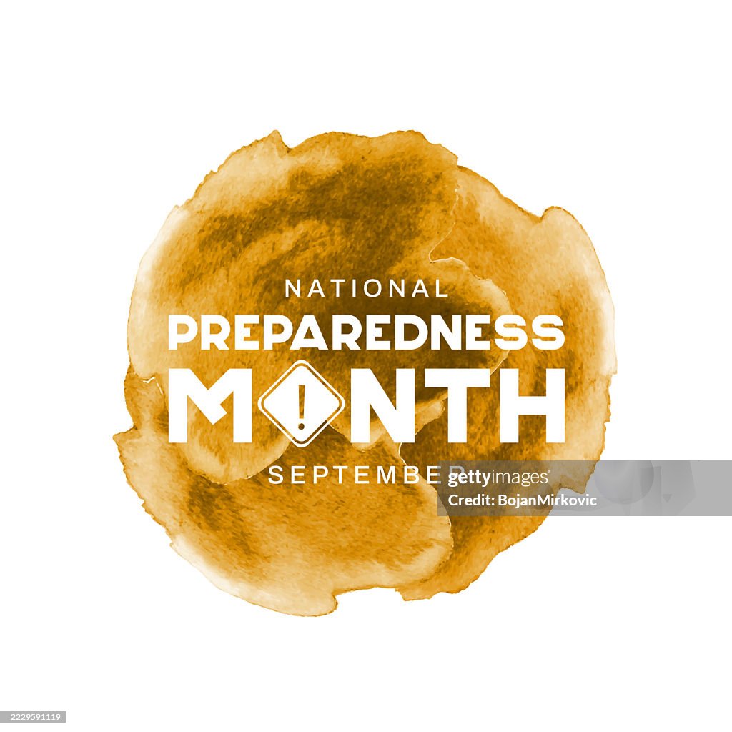 National Preparedness Month watercolor poster, September. Vector