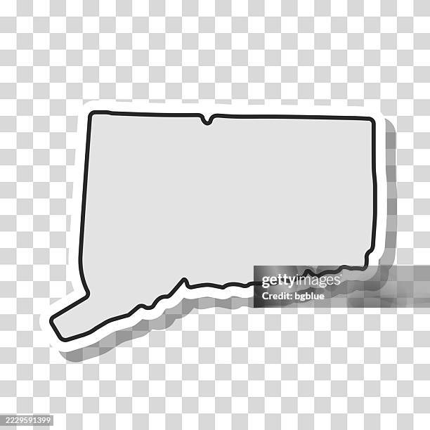 connecticut map sticker on blank background - connecticut stock illustrations