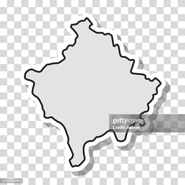 kosovo map sticker on blank background - pristina stock illustrations